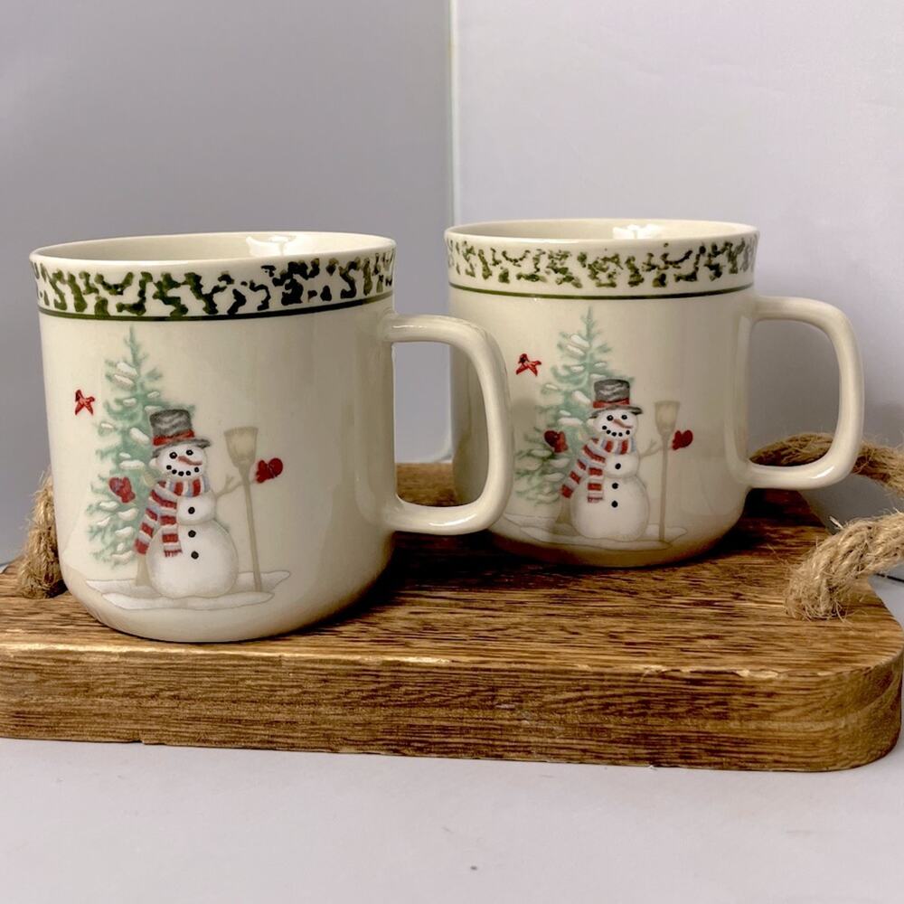 2 Stoneware We Can Build a Snowman Coffee Mugs - Picture 1 of 6